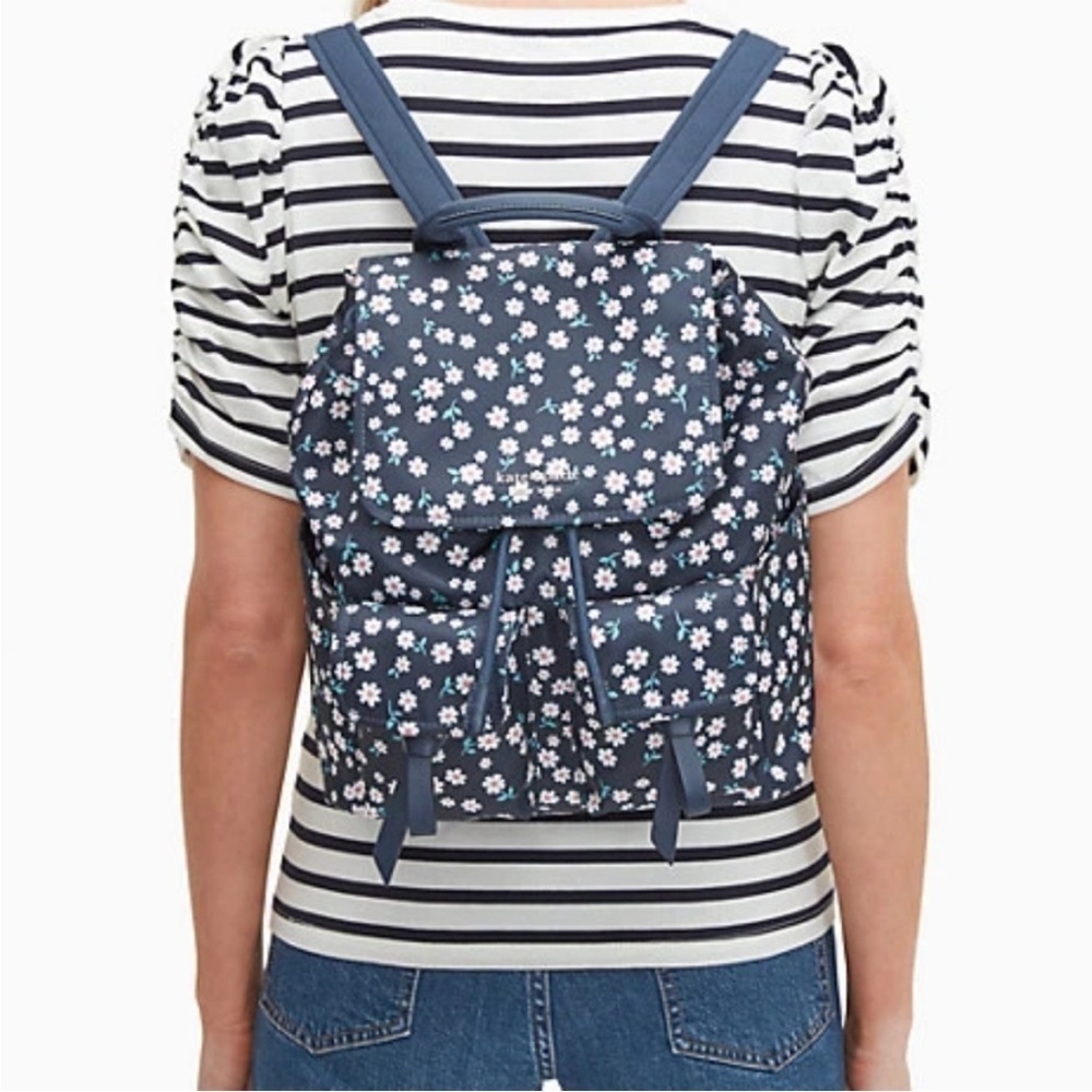 Kate Spade Carley Fleurette Nylon Flap Backpack - Picture 4 of 15